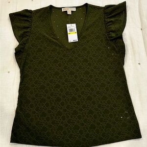 NWT Michael Kors Eyelet V-Neck Shirt